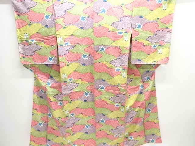 未使用品　雲に楓模様小紋着物